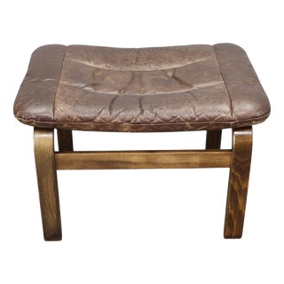 Leather Ottoman attributed to Ingmar Relling for Westnofa, Norway, 1960s For Sale