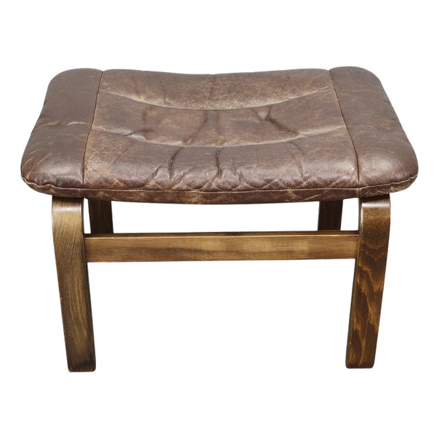 Leather Ottoman attributed to Ingmar Relling for Westnofa, Norway, 1960s For Sale