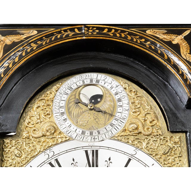 English George III 18th Century Japanned Tall Case Clock with Chinoiserie Décor For Sale - Image 10 of 12