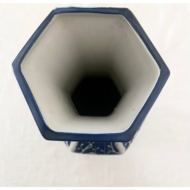 Blue and White Large Vase Mid 20th Century Excellent Mint Condition For Sale - Image 4 of 12