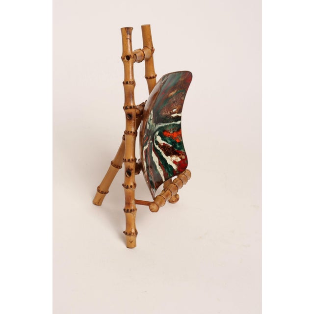 1970s Vintage Diminutive Scorched Bamboo Tabletop Easel / Picture Display For Sale - Image 5 of 18
