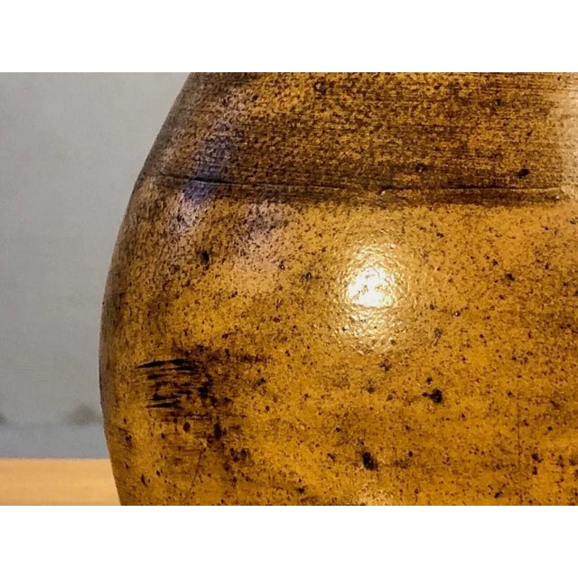 Textile Brutalist French Orange Ceramic Table Lamp, 1970s For Sale - Image 7 of 13