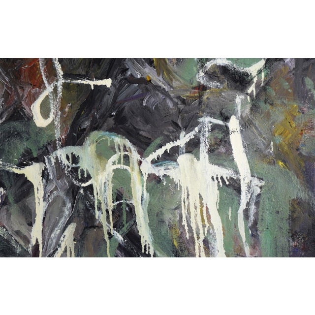 Large Scale Neo-Expressionist Figurative Composition in Oil on Canvas Compelling and large scale neo-expressionist...