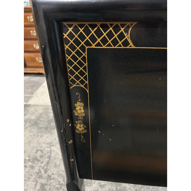 Vintage Mid-Century Full Size Black Lacquered Bed For Sale - Image 10 of 12