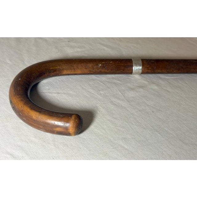 Antique 1800's Sterling Silver Malacca Wood Buffalo Horn Walking Stick Cane For Sale In New York - Image 6 of 10