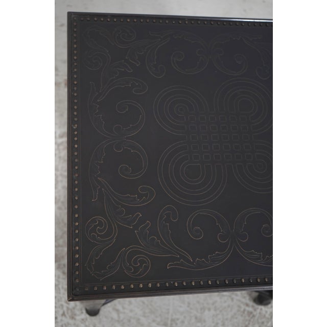 Theodore Alexander Bronze 2 Tier Square Etched Side Table For Sale - Image 13 of 14