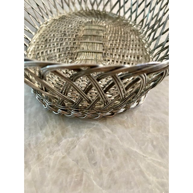 Art Deco Silver Plate French Hotel Weaved Bread Basket For Sale - Image 3 of 7