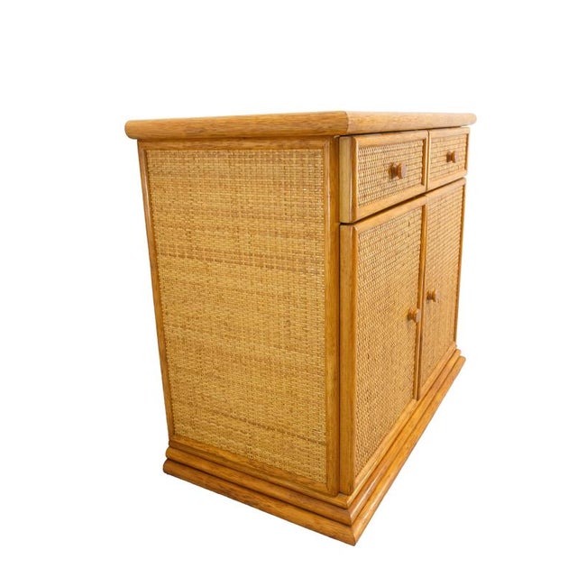 Wood French Rattan & Elm Buffet Cabinet, 1970s For Sale - Image 7 of 13