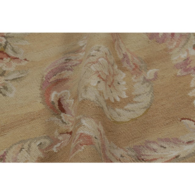 Gold Rug & Kilim’s Aubusson Style Rug in Light Gold and Cream With Floral Medallion For Sale - Image 8 of 9