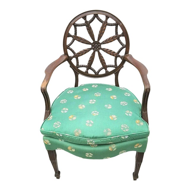 1700's George III Mahogany Hepplewhite Elbow Armchair In Manner Of Robert Adam For Sale