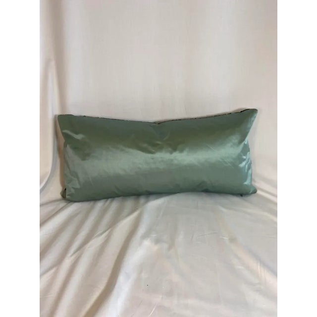 1960s Vintage Black & Floral Silk Twill Scarf Pillow Cover For Sale - Image 5 of 5