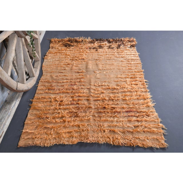 Vintage Turkish Hand-Knotted vintage rug is a semi-antique vintage kilim area rug.'70s Eastern region of Turkey's unique...