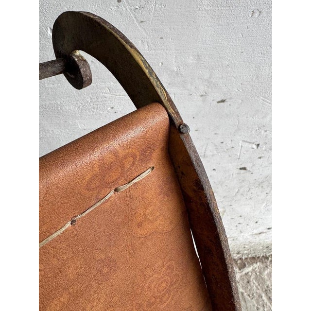Antique Metal Rocking Chair with Leather Seat For Sale - Image 10 of 11