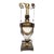 Vintage Hollywood Regency, Empire, Neoclassical Cream Enamel & Brass Urn Table Lamp For Sale