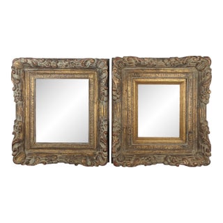 Mid 20th Century Pair of Grand European-Style Carved Giltwood Frames With Acanthus & Floral Scrollwork For Sale