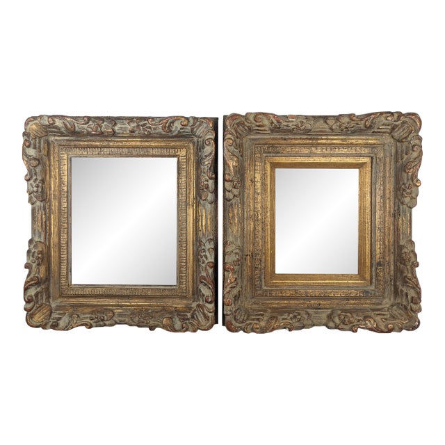 Mid 20th Century Pair of Grand European-Style Carved Giltwood Frames With Acanthus & Floral Scrollwork For Sale