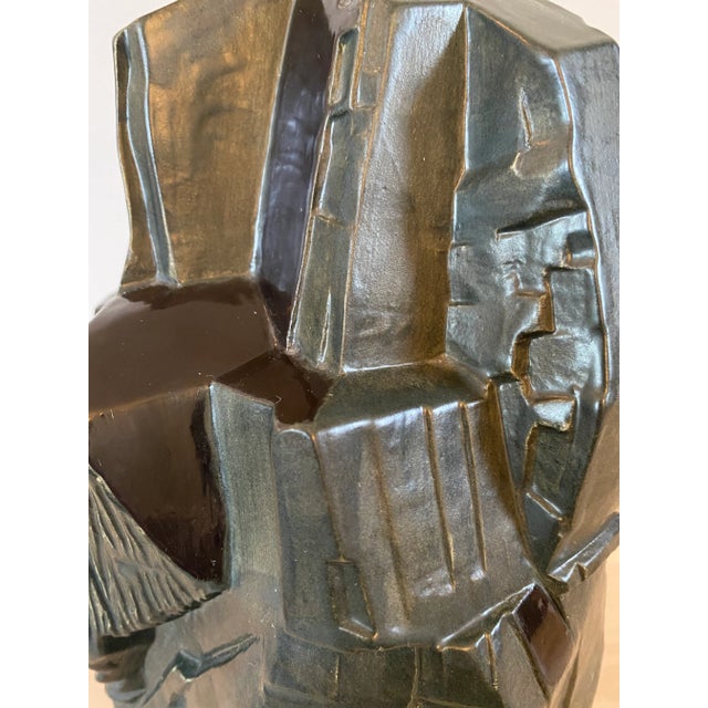 1980s Signed Cubist Brutalist Pottery Ceramic Sculpture For Sale - Image 12 of 13