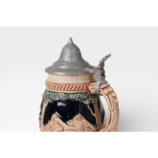 Metal Mid 19th Century West German 1/8l Beer Stein With Pewter Lid For Sale - Image 7 of 14