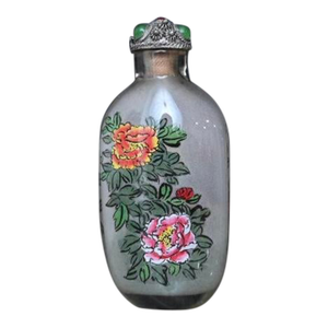 Mid 20th Century Chinese Inside-Painted Flower Snuff Bottle