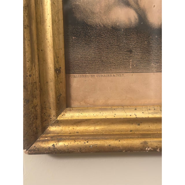 American Antique Currier and Ives in Gold Gilt Frame For Sale - Image 3 of 7