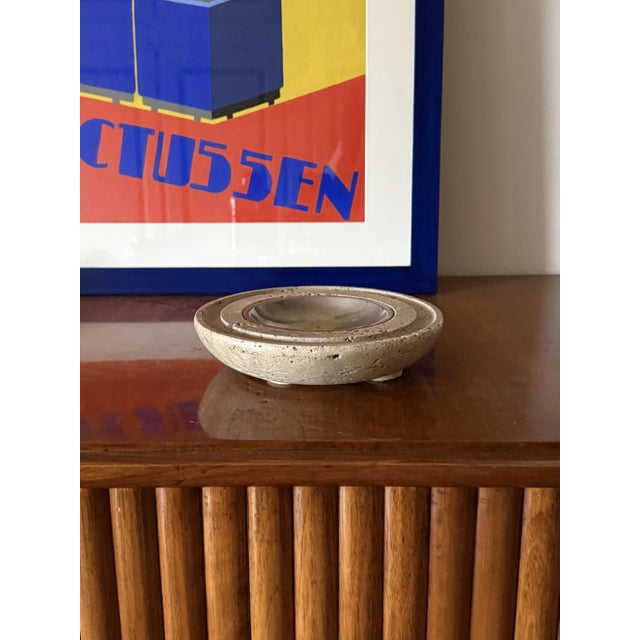 Travertine & Brass Vide Poche from Cerri Nestore, Italy, 1970s For Sale - Image 4 of 9