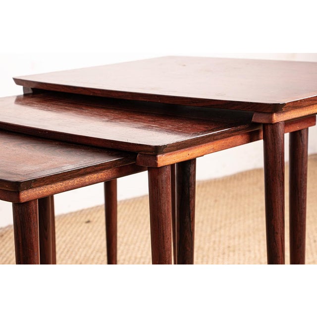 Danish Nesting Tables in Rosewood from Mobelintersia, 1960, Set of 3 For Sale - Image 13 of 18