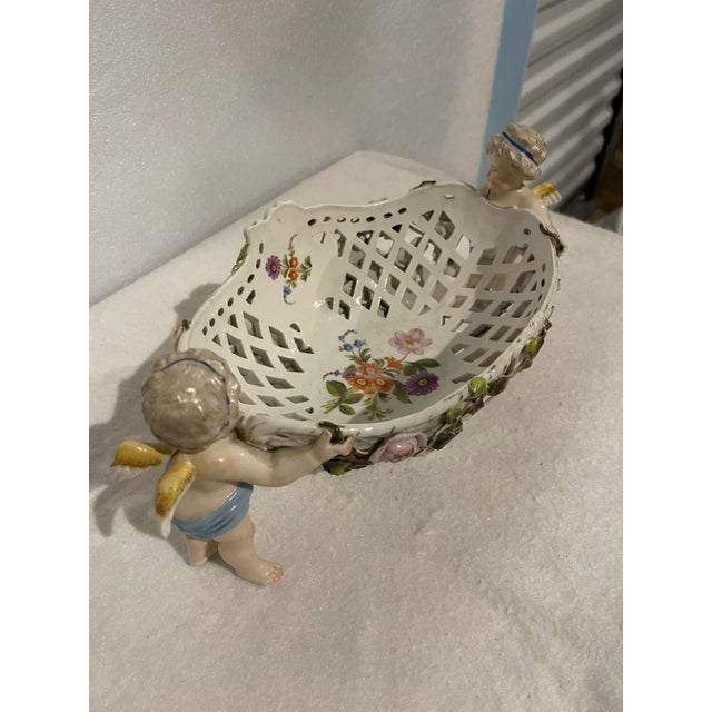 Late 19th Century Late 19th Century Stitzendorf Reticulated Bowl With Cherubs For Sale - Image 5 of 8