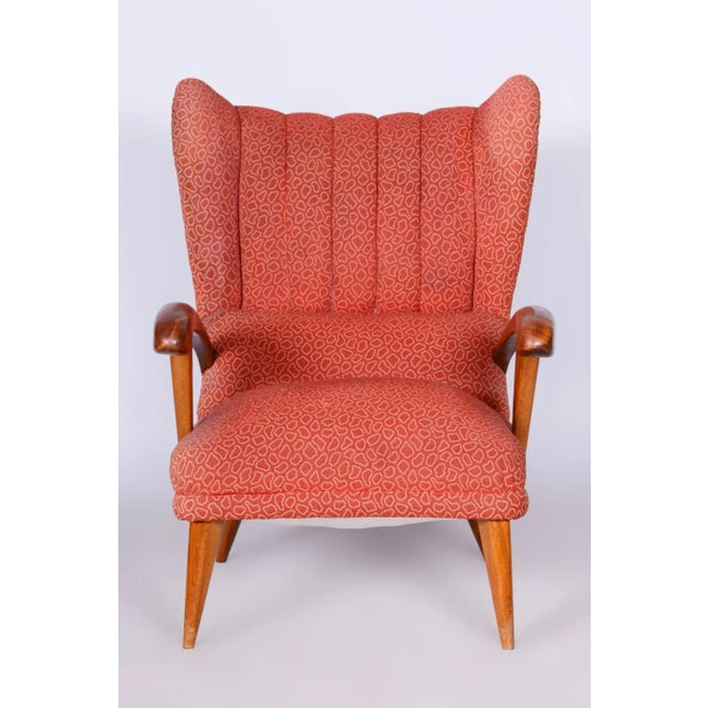 Wood Art Deco Wingchair in Beech by Jan Vaněk, 1930s For Sale - Image 7 of 12