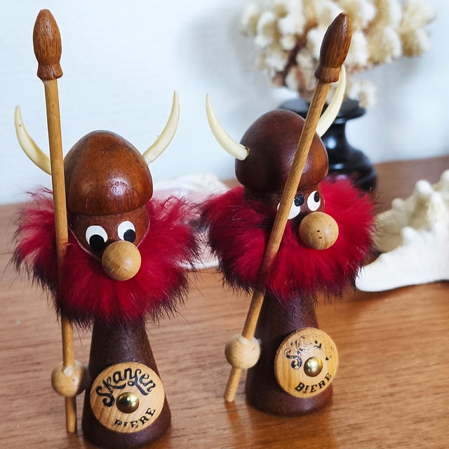 Wood Teak Viking Figurines by Sallingboe for Skansen, Denmark, 1960s, Set of 2 For Sale - Image 7 of 14
