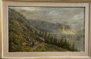 Mountain Landscape, 1900s, Oil on Canvas, Framed