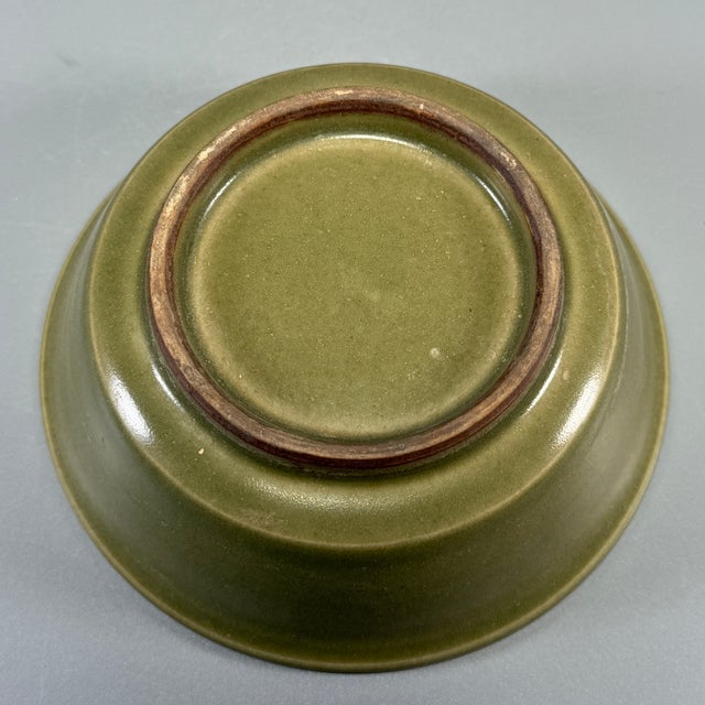 Antique Chinese Olive‑Green Celadon Bowl, Collectible Antique For Sale - Image 4 of 5