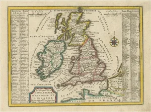 Small Antique Map of England, Wales, Scotland and Ireland with Original Coloring, 1719