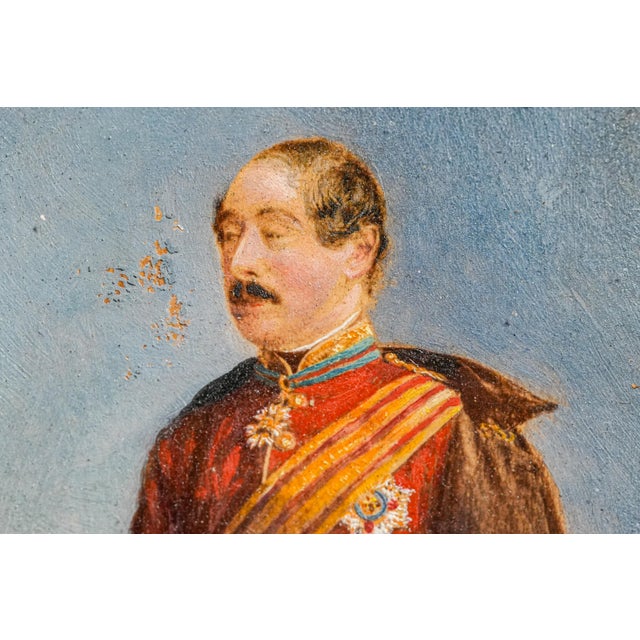 Amazing Ornate Victorian Antique Anton Boehm Brass Picture Photo Frame With Painting Portrait Miniature of British Soldier For Sale - Image 11 of 13