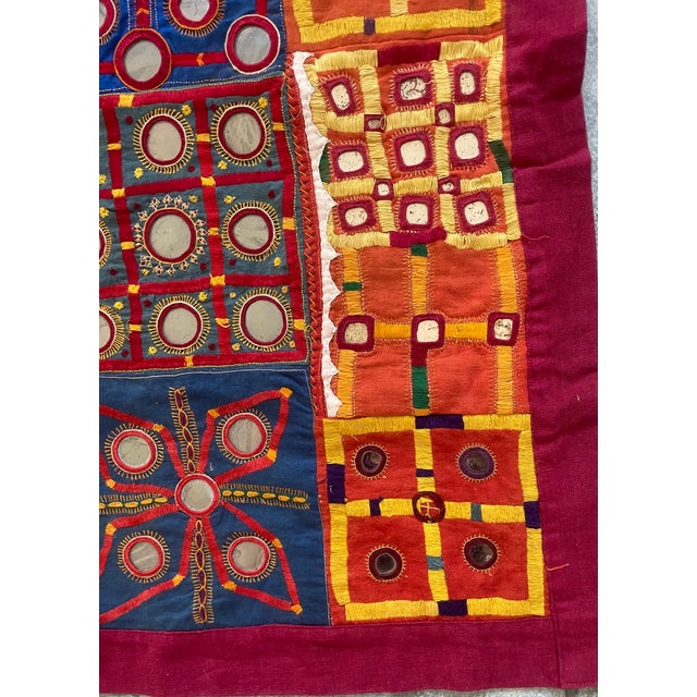 Beautiful Vintage Traditional Indian Bajara cloth with SAWN MIRRORS in the fabric design. This is a Handmade patchwork...