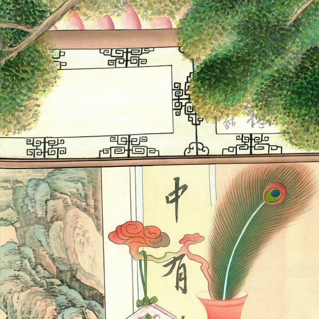 36" * H108"/Panel* 4ps, Qing Dynasty Style Court-Lady Wallpaper, Dream of the Red Chamber Wallpaper For Sale - Image 4 of 7