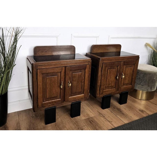 1940s Italian Art Deco Nightstands in Burl Walnut, 1940s, Set of 2 For Sale - Image 5 of 11