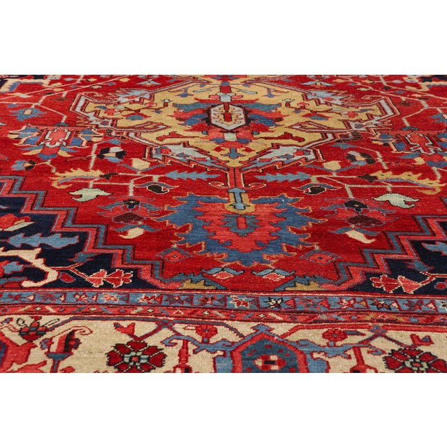 Early 20th Century Antique Persian Serapi Rug, 10'05 X 13'04 For Sale - Image 5 of 10