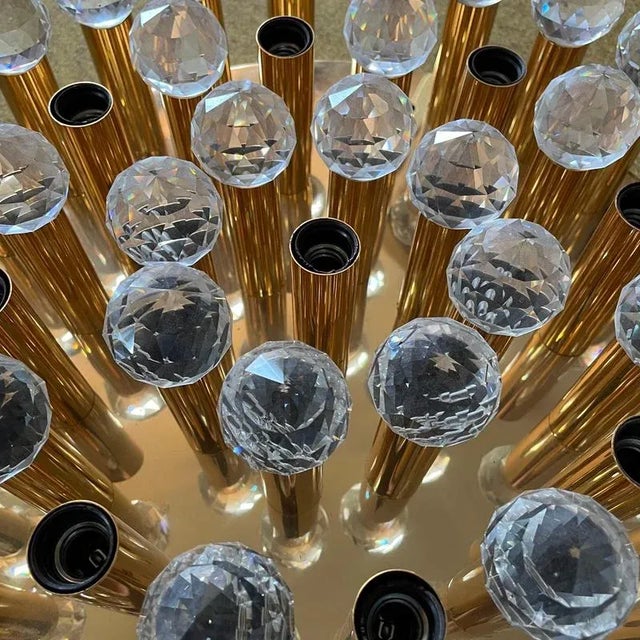 Hollywood Regency Glass and Brass Ceiling Light from Ernst Palme Palwa, Germany, 1970s For Sale - Image 17 of 18
