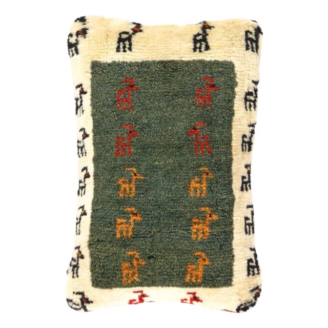 Fine Hand Knotted Persian Gabbeh Pillow For Sale