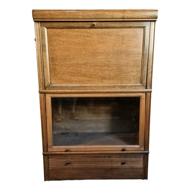 Vintage Modular Mahogany Bar Cabinet in the style of Globe Wernicke, 1960s For Sale