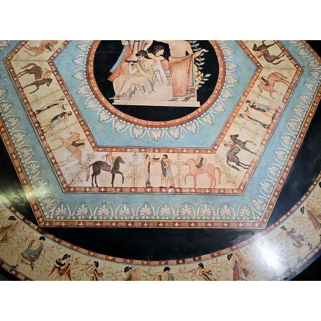 20th Century Italian Round Marble Table with Hand-Painted Classical Greek, 1920 For Sale - Image 3 of 13