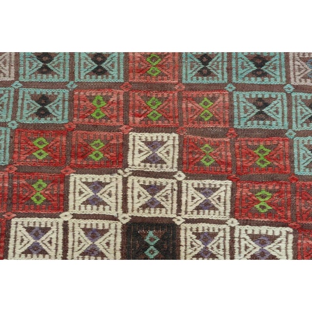 Burnt Umber 1960s Vintage Turkish Handmade Kilim Rug - 72"x120" For Sale - Image 8 of 12
