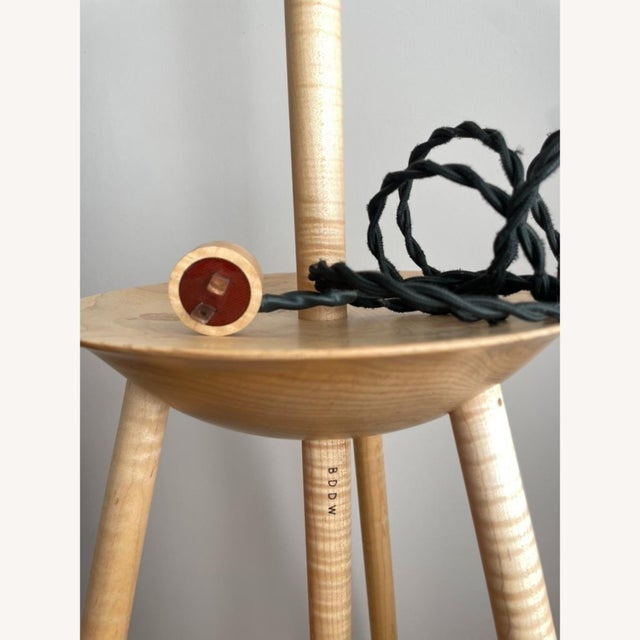 BDDW BDDW Tripod Floor Lamp in Maple With Two Linen Shades For Sale - Image 4 of 9
