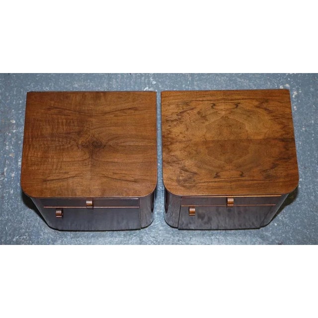 Art Deco Burr Walnut Nightstands, 1930s, Set of 2 For Sale - Image 13 of 17