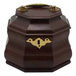 Virginia Metalcrafters Colonial Williamsburg Mahogany Tea Caddy For Sale