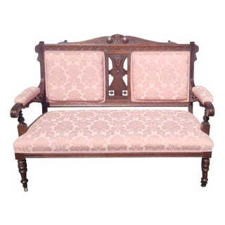 Late 19th Century Edwardian Style Victorian Era Carved Settee For Sale
