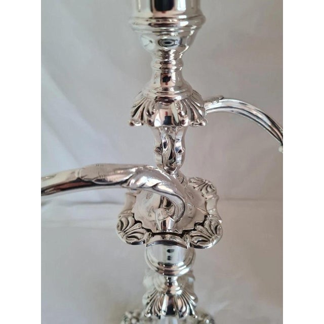 Metal Antique Edwardian Sterling Silver Candelabra by Thomas A. Scott, Sheffield, 1902 For Sale - Image 7 of 13