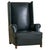 Vintage French Black Leather High-Back Club Chair with Wooden Legs - 2 Available For Sale - Image 9 of 18