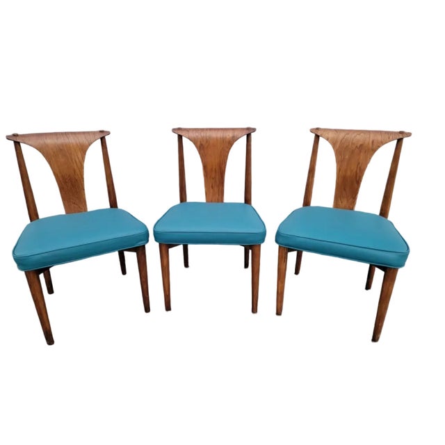 Mid-Century Modern Lawrence Peabody for Nemschoff Model 304 Dining Chairs Newly Reupholstered in Full-Grain Teal Boxed...