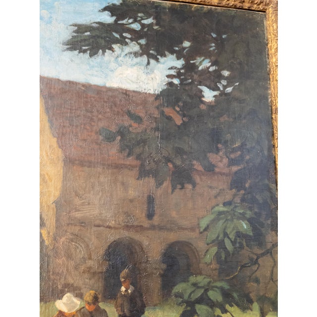 Green Early 20th Century English Courtyard Landscape by Lewis George Fry For Sale - Image 8 of 12